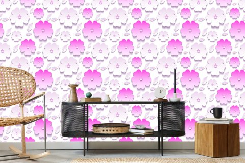 Tapeta Kwiaty I Liście - Efekt 3D