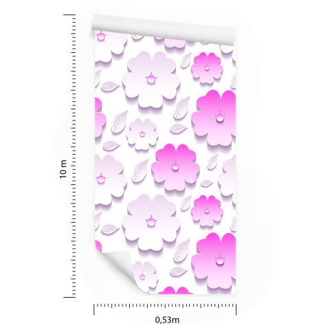 Tapeta Kwiaty I Liście - Efekt 3D