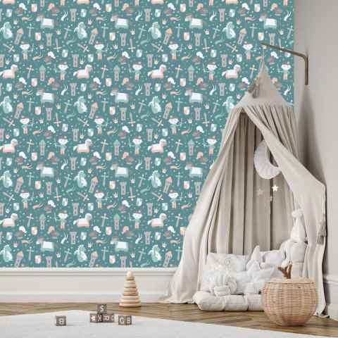 Tapeta Bajkowa Dla Dzieci, Konie, Gwiazdy, Rycerz