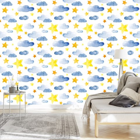 Tapeta Dla Dzieci - Gwiazdki I Chmurki