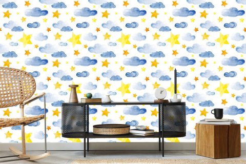 Tapeta Dla Dzieci - Gwiazdki I Chmurki