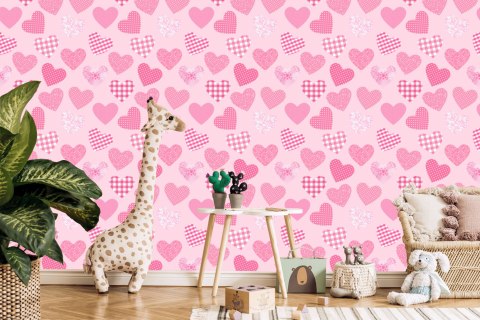 Tapeta Dla Dzieci - Różowe Serduszka