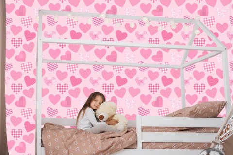 Tapeta Dla Dzieci - Różowe Serduszka