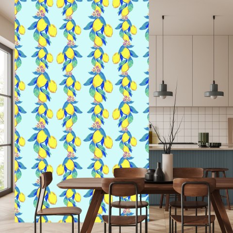 Tapeta Cytryny Z Liśćmi I Kwiatami