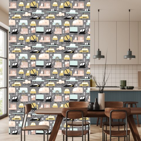 Tapeta Dla Dzieci - Kolorowe Samochody W Stylu Skandynawskim