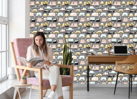 Tapeta Dla Dzieci - Kolorowe Samochody W Stylu Skandynawskim