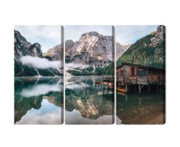 Obraz Wieloczęściowy Domek Nad Włoskim Jeziorem Braies 3D