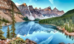 Obraz Wieloczęściowy Jezioro Moraine W Parku Narodowym Banff, Kanada