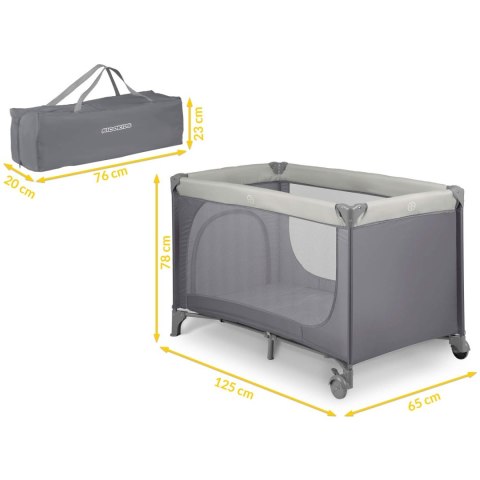Łóżeczko turystyczne + materac + torba 123,5 x 64 x 76 cm RK-240 jasno szare