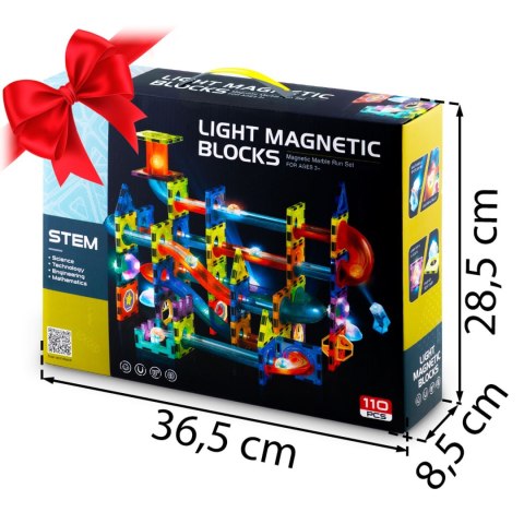 Klocki magnetyczne edukacyjne konstrukcyjne z podświetleniem RK-763 Ricokids 110 szt
