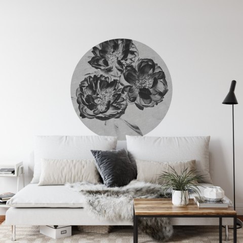 Fototapeta Okrągła Ciemne Kwiaty W Negatywie