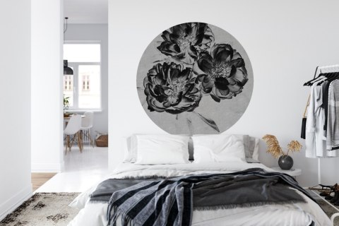 Fototapeta Okrągła Ciemne Kwiaty W Negatywie