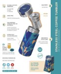 Quokka Boost Coffee Tumbler - Kubek termiczny ze stali nierdzewnej z zaparzaczem 400 ml (Blue Jungle)