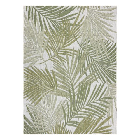 Dywan SZNURKOWY SIZAL SION Liście Palmy , tropikalny 2837 płaskie tkanie ecru / zielony - RUG/LU/VINEA/PALMS/CREAM+GREEN/140x190