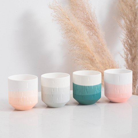 Świecznik FINO  koralowy styl nowoczesny do wewnątrz ameliahome - CANDLEHOLDER/AH/FINO/PEACH/9X9,8