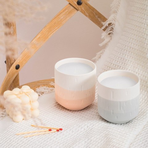 Świecznik FINO  koralowy styl nowoczesny do wewnątrz ameliahome - CANDLEHOLDER/AH/FINO/PEACH/9X9,8