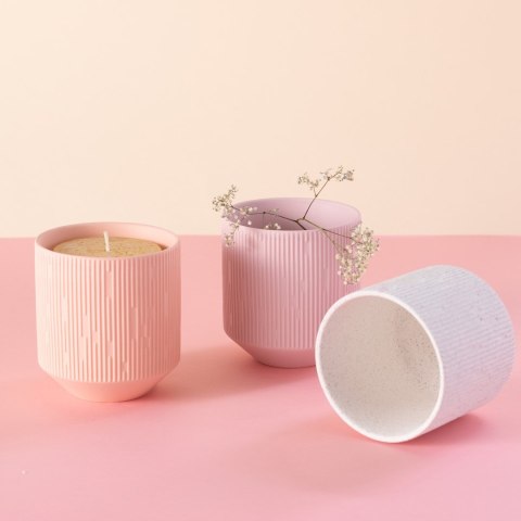 Świecznik PASO  koralowy styl nowoczesny do wewnątrz ameliahome - CANDLEHOLDER/AH/PASO/PEACH/9X9,8