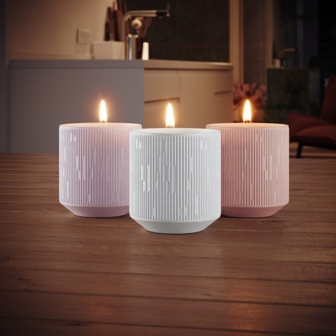 Świecznik PASO  koralowy styl nowoczesny do wewnątrz ameliahome - CANDLEHOLDER/AH/PASO/PEACH/9X9,8
