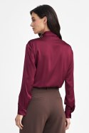 Satynowa koszula body K80 Bordo - Nife Nife