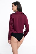 Satynowa koszula body K80 Bordo - Nife Nife