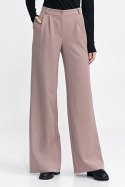 Spodnie z zakładkami wide leg SD104 Beige - Nife Nife