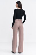 Spodnie z zakładkami wide leg SD104 Beige - Nife Nife