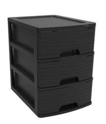 Organizer biurowy 3 szuflady A4 21L, czarny kamień z ergonomicznymi uchwytami Kamai EDA