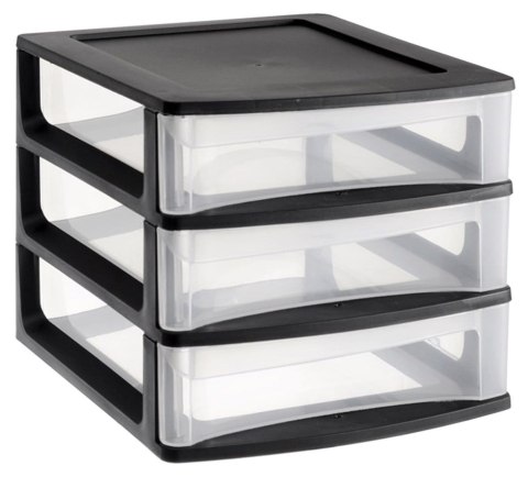 Organizer z szufladami 3A6 18x21,5x16,1 cm czarny z transparentnymi szufladami Kamai EDA