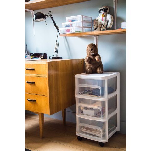 Organizer z szufladami 3A6 18x21,5x16,1 cm czarny z transparentnymi szufladami Kamai EDA