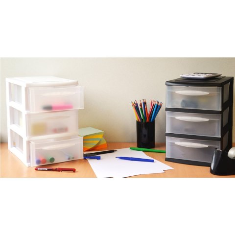 Organizer z szufladami 3A6 18x21,5x16,1 cm czarny z transparentnymi szufladami Kamai EDA