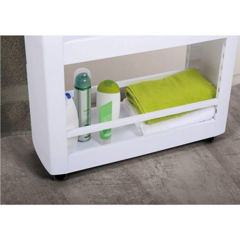 Szafka mobilna 3 półki 60x22x79cm z kółkami, biała Kamai EDA