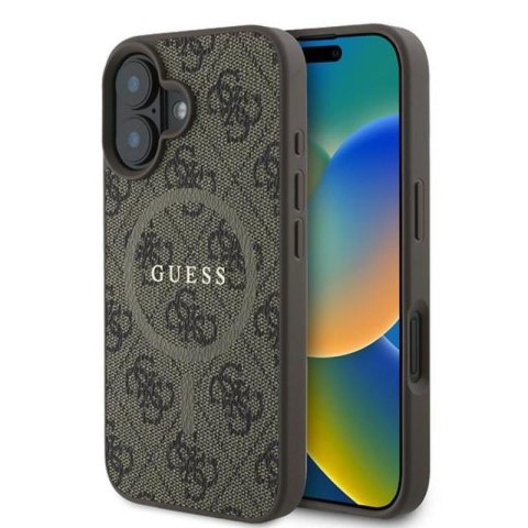 Guess 4G Ring Classic Logo MagSafe - Etui iPhone 16 Plus (brązowy)