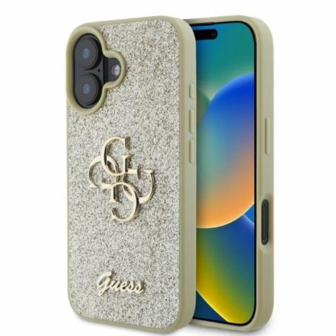 Guess Fixed Glitter Big 4G - Etui iPhone 16 (złoty)