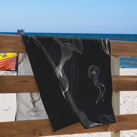 Ręcznik JELLYFISH kolor granatowy gładki klasyczny styl klasyczny materiał przód welur, tył frotte 90x180 DecoKing - TOW/BEACH/J
