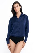 Satynowa koszula body K80 Navy - Nife Nife