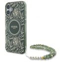 Guess IML Flowers Allover Electro With Pearl Strap MagSafe - Etui iPhone 16 Plus (zielony)