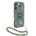 Guess IML Flowers Allover Electro With Pearl Strap MagSafe - Etui iPhone 16 Pro (zielony)