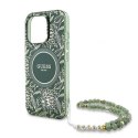 Guess IML Flowers Allover Electro With Pearl Strap MagSafe - Etui iPhone 16 Pro (zielony)