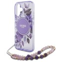 Guess IML Flowers With Pearl Strap MagSafe - Etui iPhone 16 (fioletowy)