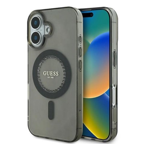 Guess IML Rhinestones MagSafe - Etui iPhone 16 (czarny)