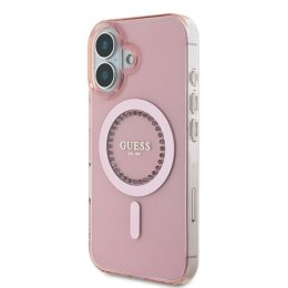 Guess IML Rhinestones MagSafe - Etui iPhone 16 (różowy)