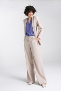 Spodnie lniane wide leg SD85 Beige - Nife Nife