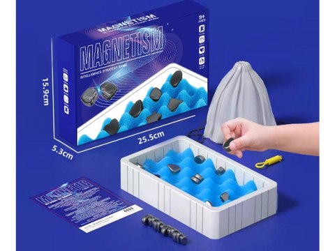 Gra Szachy Kamienie Magnetyczne Planszowa, Magnetyczna Gra Strategiczna, Magnetic Chess + Podkładka