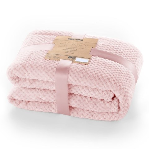 Koc HENRY - DECOKING kolor pudrowy róż tłoczony żakardowo styl nowoczesny 220x240 - BLA/HENRY/POWDERPINK/220x240