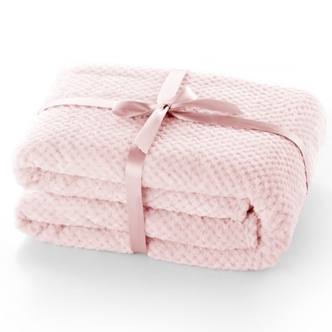 Koc HENRY - DECOKING kolor pudrowy róż tłoczony żakardowo styl nowoczesny 220x240 - BLA/HENRY/POWDERPINK/220x240