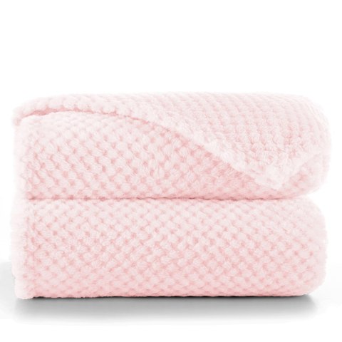 Koc HENRY - DECOKING kolor pudrowy róż tłoczony żakardowo styl nowoczesny 220x240 - BLA/HENRY/POWDERPINK/220x240
