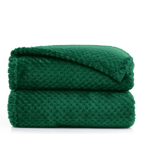 Koc HENRY kolor butelkowa zieleń tłoczony żakardowo styl nowoczesny 70x150 - BLA/HENRY/BOTTLEGREEN/70X150