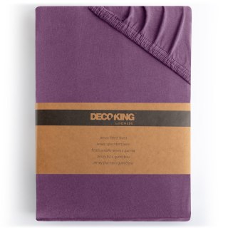 Prześcieradło AMBER kolor fioletowy  materiał jersey 220-240x220 wys. 30cm - FITTED/AMBER/PLUM/220-240x220+30