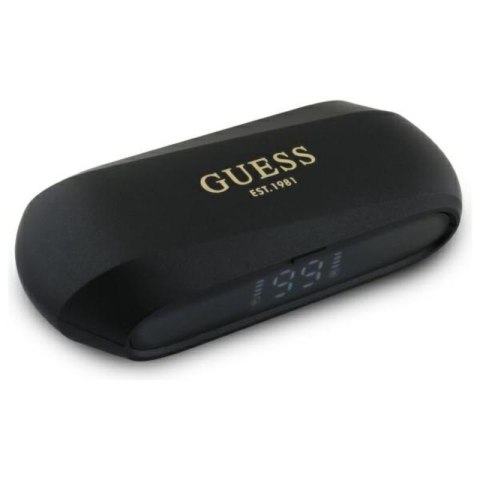 Guess Elongated Metalic Printed Logo - Słuchawki Bluetooth TWS + etui ładujące (czarny)