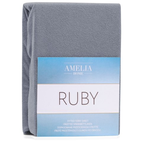 Prześcieradło RUBY kolor grafitowy styl klasyczny materiał frotte 80-90x200 AmeliaHome - FITTEDFRO/AH/RUBY/STEEL70/80-90x200+30